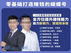 蝴蝶号专栏-视频号运营教程，零基础打造挣钱的蝴蝶号，14天蝴蝶号变现全攻略-大兵轻创资源库