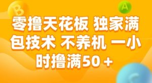 零撸天花板，独家满包技术，不用养机，一小时撸满50+，收益稳定【揭秘】-大兵轻创资源库