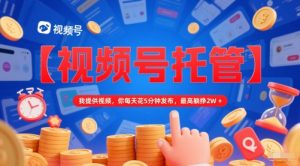 【视频号托管 】我提供视频，你每天花5分钟发布，最高躺挣2W+【揭秘】-大兵轻创资源库