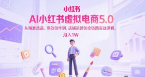 AI小红书虚拟电商5.0，从精准选品、高效创作到，店铺运营的全链路实战课程，月入1W（更新中）-大兵轻创资源库
