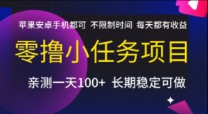零撸小任务项目，苹果安卓手机都可以做，不限制时间，每天都有收益【揭秘】-大兵轻创资源库
