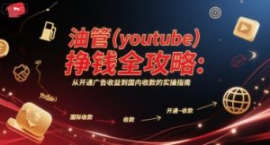 油管(youtube)挣钱全攻略：从开通广告收益到国内收款的实操指南-大兵轻创资源库