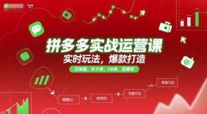 拼多多实战运营课，实时玩法，爆款打造，改销量，补大单，AB单，直播等（更新2025月）-大兵轻创资源库