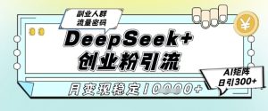 DeepSeek+创业粉精准引流，全新分享课4.0玩法，AI矩阵日引300+，多种变现方式，稳定月入1W-大兵轻创资源库