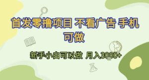 首发零撸项目 不看广告 手机可做 新手小白可以做  月入3k+【揭秘】-大兵轻创资源库