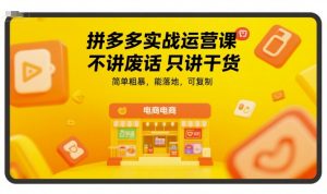 拼多多实战运营课,不讲废话只讲干货,简单粗暴,能落地,可复制-大兵轻创资源库