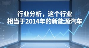 付费文章：行业分析，这个行业，相当于2014年的新能源汽车-大兵轻创资源库