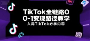 TikTok全链路0-1变现路径教学，入局TikTok必学内容-大兵轻创资源库