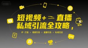 短视频+直播私域引流全攻略,IP打造 +视频引流 +直播引流 +私域沉淀-大兵轻创资源库