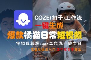 COZE(扣子)工作流一键生成爆款橘猫日常短视频,保姆级教程,零基础快速入门-大兵轻创资源库