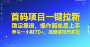 首码项目一键拉新,稳定靠谱,操作简单易上手,单号一小时70+,批量做每天多张【揭秘】-大兵轻创资源库