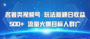 名著类视频号 玩法新颖日收益500+ 流量火爆目标人群广-大兵轻创资源库