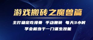 游戏搬砖之魔兽篇,稳定吃排骨每天3小时【揭秘】-大兵轻创资源库