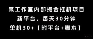 某工作室内部掘金挂G项目，新平台，每天30分钟，单机30+【揭秘】-大兵轻创资源库