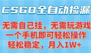 CSGO自动捡漏项目，最新独家玩法，一个手机可操作，新手小白轻松月入1W+，操作简单易上手【揭秘】-大兵轻创资源库