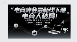 电商峰会最新线下课，电商人破局，如何用AI降本增效，AI应用-全域推广-直播运营-付费流量-大兵轻创资源库