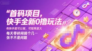 首码项目，快手全新0撸玩法，有快手就可以做，可矩阵放大，每天零碎时间搞个几张不是问题【揭秘】-大兵轻创资源库