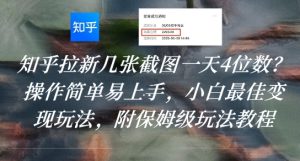 知乎拉新几张截图一天4位数？操作简单易上手，小白最佳变现玩法，附保姆级玩法教程-大兵轻创资源库