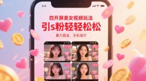 四开屏美女视频玩法，引s粉轻轻松松，暴力掘金，手机操作【揭秘】-大兵轻创资源库