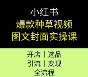 小红书爆款种草视频图文封面实操课，开店、选品、引流、变现全流程-大兵轻创资源库