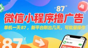 微信小程序看广告，单机一天87，新平台刚出几天，可批量操作，日入5张-大兵轻创资源库