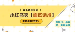小红书虚拟项目掘金,卖面试话术资料,单店纯利20W+(附爆款笔记制作方法)-大兵轻创资源库