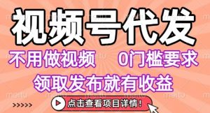 视频号代发，不用剪辑不用做视频，0门槛要求，领取发布就有收益，任务没有无上限，小白轻松上手【揭秘】-大兵轻创资源库