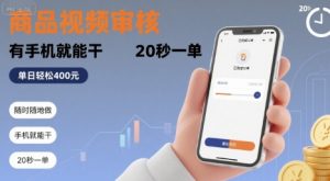 随时随地做！商品视频审核，有手机就能干，20 秒一单，单日轻松 4张+【揭秘】-大兵轻创资源库