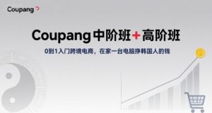 Coupang中阶班+高阶班，0到1入门跨境电商，在家一台电脑挣韩国人的钱-大兵轻创资源库