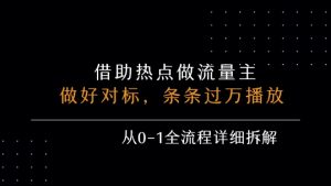 借力热点，乘顺风车玩流量主，条条过万播放， 每月收益5k+，从0-1全流程详细拆解-大兵轻创资源库