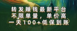 正规转发挣钱,最新平台,不限单量,单价高,一天100+低保到账【揭秘】-大兵轻创资源库