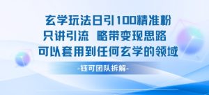 玄学玩法日引100精准粉只讲引流略带变现思路可以套用到任何玄学的领域-大兵轻创资源库