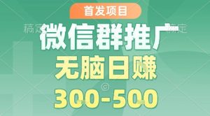 首发项目,微信群推广,一天15单,每单利润10米,无脑日入3-5张【揭秘】-大兵轻创资源库