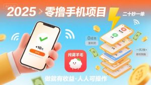 2025年零撸手机项目，二十秒一单，纯薅羊毛 一天2张+做就有【揭秘】-大兵轻创资源库