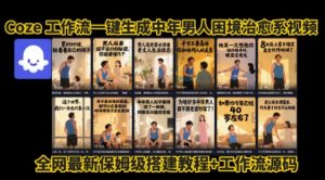 coze工作流一键生成”中年男人困境扎心高涨粉高播放量图文视频”保姆级拆解教程，无需剪辑，无需拍摄写文案-大兵轻创资源库
