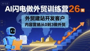 AI闪电做外贸训练营26期，外贸建站开发客户内容营销从0到3做外贸-大兵轻创资源库