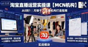 淘宝直播运营实操课【MCN机构】，从0到1做一家月销千W的直播机构-大兵轻创资源库