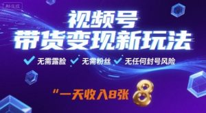 视频号带货变现新玩法，无需露脸，无需粉丝，无任何封号风险，一天收益8张【揭秘】-大兵轻创资源库