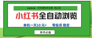 小红书全自动浏览项目,零投资,全程手机去跑,单账号一天10米+,可无限矩阵去做【揭秘】-大兵轻创资源库