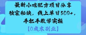 最新小吃配方项目分享独家秘诀,线上单日5张,手把手教学实操-大兵轻创资源库