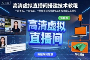 高清虚拟直播间搭建技术教程，一部手机、一台电脑、一块绿布轻松搭建低成本高清虚拟直播间-大兵轻创资源库