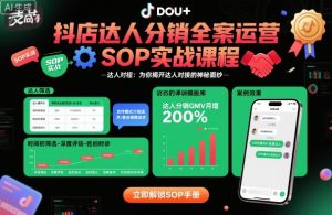 抖店达人分销全案运营SOP实战课程,为你揭开达人对接的神秘面纱-大兵轻创资源库