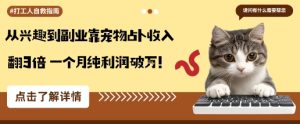从兴趣到副业靠宠物占卜收入翻3倍一个月纯利润破W-大兵轻创资源库