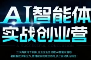 AI智能体实体战创业营(深圳9月23-25日),多维度助力老板、管理层、员工提升效能-大兵轻创资源库
