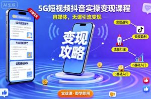 5G短视频抖音实操变现课程,自媒体,无谓引流变现-大兵轻创资源库