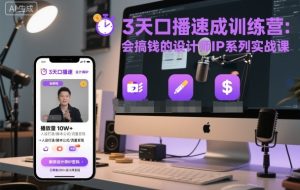 3天口播速成训练营,会搞钱的设计师IP系列实战课-大兵轻创资源库