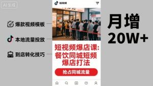 短视频爆店课,餐饮同城短视频爆店打法-大兵轻创资源库