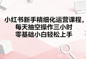 小红书新手精细化运营课程,每天抽空操作三小时,零基础小白轻松上手-大兵轻创资源库
