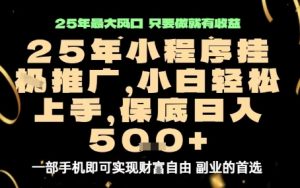微信小程序挂G推广,解放双手,保底日入5张【揭秘】-大兵轻创资源库
