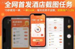全网首发酒店截图任务,15秒做完一单,一单0.6米,每天任务不设限,矩阵操作日入3张【揭秘】-大兵轻创资源库